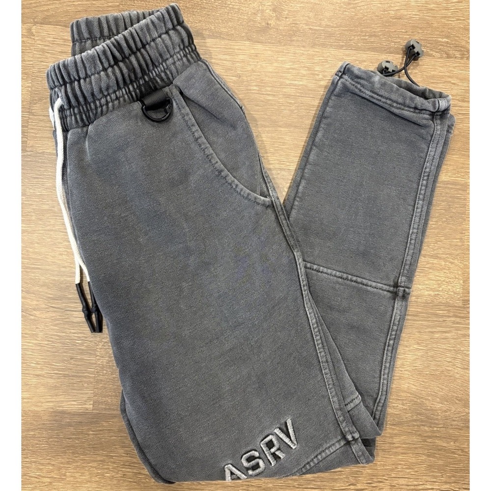 ASRV DSG-0266 Men's M Washed Charcoal Gray Garment Dyed French Terry Joggers